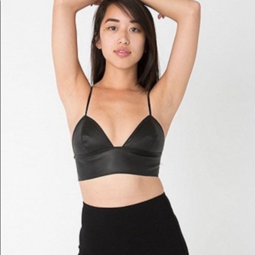 Black Genuine Leather Bralette